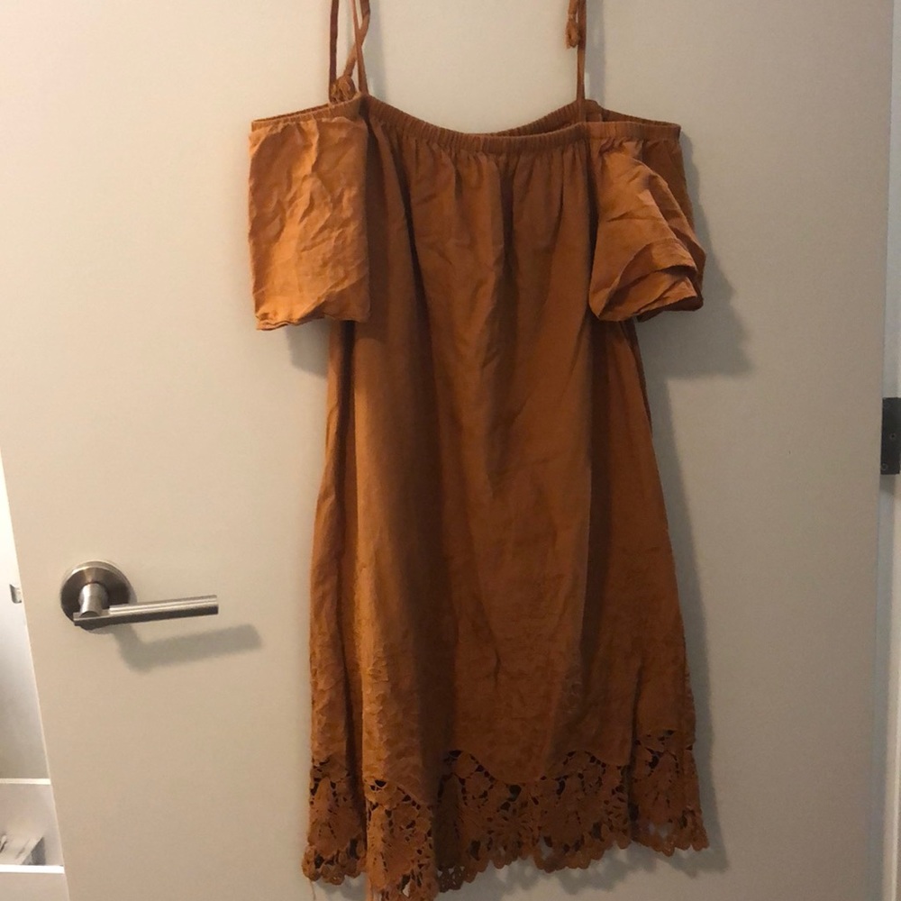 Madewell Off The Shoulder Burnt Orange Dress